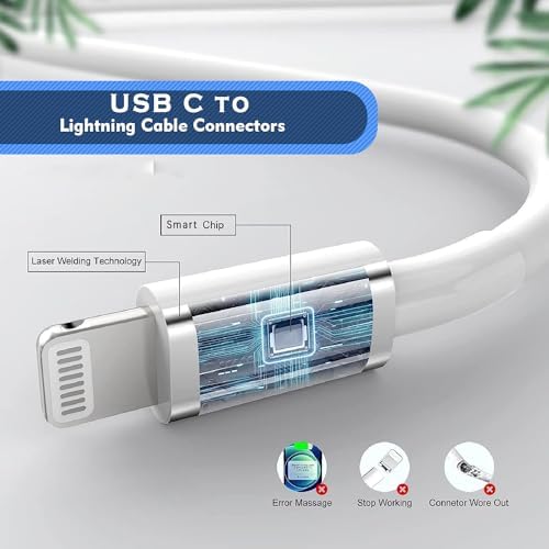 Premium Apple MFi Certified 3-Pack i Phone Charger Set with PD Type C Quick Wall Block and 6 FT Fast Charging USB C to Lightning Cable – Ultimate Speed and Compatibility for i Phone 14/13/12/Pro/Max/11/XR/SE 2022 and i Pads, Perfect for Home or Travel Use