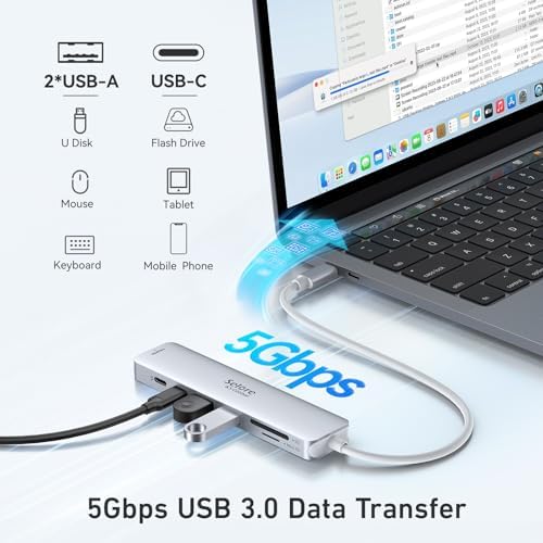 Ultimate 7-in-1 USB C Hub HDMI Adapter for Mac Book Pro & Air – High-Speed 4 K HDMI, Dual USB 3.0, SD/TF Card Reader, and 100 W Power Delivery – Compact and Durable Dongle for Seamless Connectivity with Dell XPS & Lenovo Think Pad