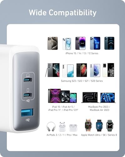Anker Nano 100 W Ga N II USB-C Charger – Compact 3-Port Fast Charging Solution for Mac Book Pro, i Pad Pro, i Phone 16, Galaxy S23 & More – Award-Winning Fast Power with 5 ft Durable Cable – Simultaneous Device Charging, Enhanced Compatibility & Superior Efficiency