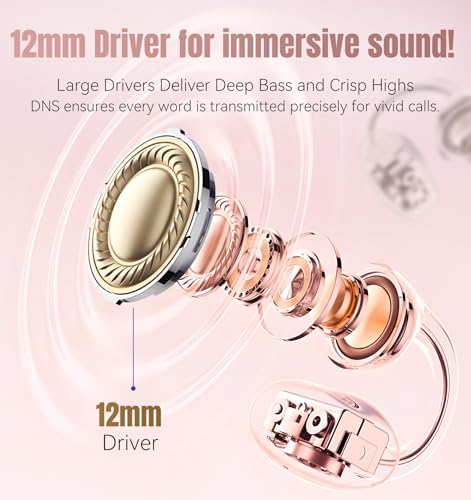 Elevate Your Audio Game with King Lucky Wireless Bluetooth 5.4 Earbuds – Stylish Clip-On Design with Advanced Noise Cancelling, 50-Hour Battery Life, and Waterproof Durability – Perfect for Active Lifestyles, Small Ears, and Glasses Wearers in Trendy Pink. Enjoy Unmatched Comfort, Seamless Connectivity, and Immersive Sound Quality Ideal for Fitness, Daily Commutes, and Casual Listening.