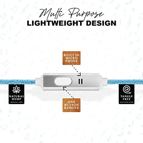 Eco-Friendly Wood Earbuds – Premium Noise-Isolating Headphones with In-Line Microphone for Seamless Calls and Music Control – Lightweight, Handcrafted, and Compatible with All Devices – Perfect for Music Lovers Seeking Natural Sound Quality