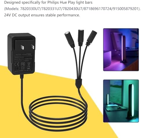 High-Efficiency 24 V Power Adapter for Philips Hue Play Light Bar – Ultimate Smart Home Energy Solution with Multi-Splitter Compatibility and Reliable LED Performance Enhancement