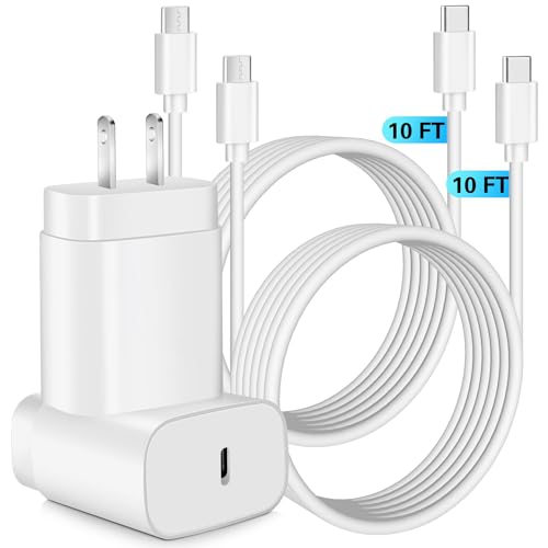 Samsung 25 W Super Fast Charger Bundle – Dual USB-C Wall Charger with 10 FT Quick Charge Cable for Galaxy Devices – Enhanced Speed, Portability, and Compatibility for S25 Ultra, S24, S23, S22, S21, S20, A14, A54, Z Fold 6/5, Z Flip 6/5