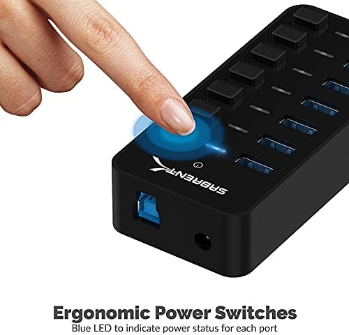 SABRENT 7-Port USB-C Hub: Maximize Efficiency with 3 USB-A & 4 USB-C Ports, 5 Gbps USB 3.2 Speed, 20 W PD Charging, Smart Power Control & LED Indicators – Ideal for Mac, PC, Steam Deck, ROG Ally – Stylish Aluminum Build for Durability & Performance