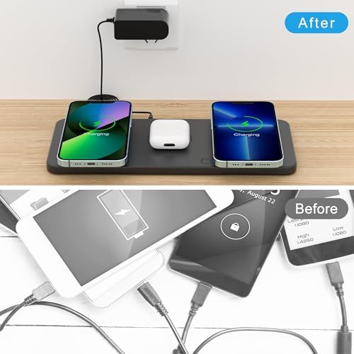Revolutionary 3-in-1 Magnetic Wireless Charging Pad for i Phone 16/15/14/13/12 Pro/Max/Plus & Air Pods 4/3/2 Pro – Ultra-Fast Mag-Safe Charging Station with Adapter for Seamless Travel & Home Use – Superior Compatibility & Effortless Power Boosts