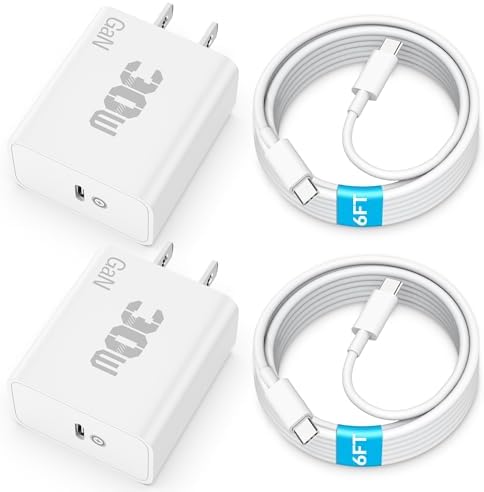 Unleash Rapid Power with the 2025 Advanced 30 W USB-C Wall Charger Duo – Fast Charge Your i Phone 16, i Pad Air, Air Pods, and Apple Watch with Dual 6 FT Heavy-Duty Cables for Maximum Versatility, Engineered for Safety and Efficiency.