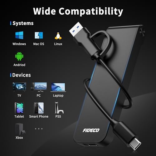 FIDECO M.2 NVMe SSD Enclosure – USB 3.2 Gen 2 PCIe Adapter with Tool-Free Installation, Optimal Thermal Management, and UASP/Trim Support for Lightning-Fast Data Transfers and Broad M.2 Compatibility – Ideal for Gamers and Content Creators