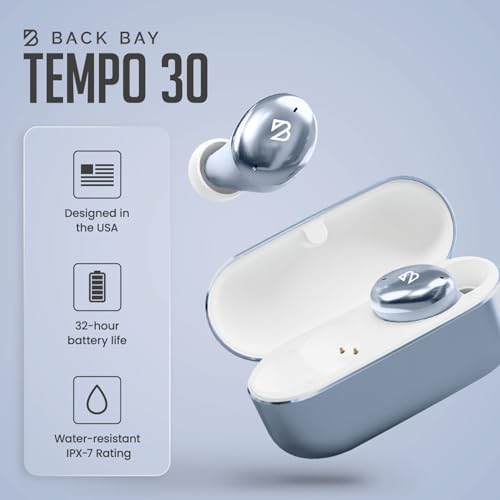 Back Bay Audio Tempo 30 Wireless Earbuds for Smaller Ears – Award-Winning Sound in Sweatproof Design, Ultra-Comfortable Bluetooth Earbuds for Women, Purple Finish with Long Battery Life and Enhanced Compatibility for Daily Use