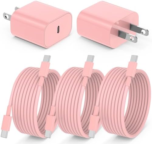 Ultimate 20 W Fast Charging Solution: 10 Ft i Phone 15 Charger with 3 Durable USB-C Cables & Dual Wall Adapters – Compatible with i Phone 15/15 Pro/Pro Max, i Pad Pro, Air Pods, and Samsung Devices for Rapid Power-Up and On-the-Go Convenience