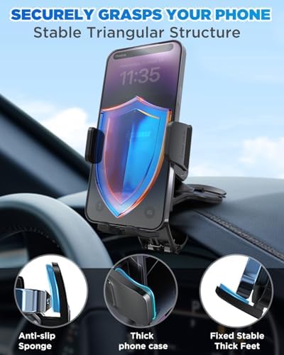 IPOW 360-Degree Rotation Car Dashboard Phone Clip Holder – Secure Smartphone Mount for i Phone 15, 14, 13 Pro Max & 4-7 Inch Devices – Premium Automotive Accessory for Hands-Free Navigation & Enhanced Safety in Any Vehicle