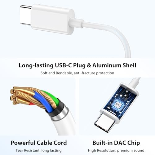 High-Fidelity USB C Earbuds for i Pad & i Phone – Exceptional Wired Headphones Featuring Advanced DAC for Superior Sound, Built-In Microphone, and Convenient Volume Control – Ideal for i Pad Pro (10 th/11 th Gen), Mini 6/7, and i Phone 16 Pro/15 Plus – Lightweight, Durable, and Comfort-Optimized for Ultimate Audio Experience