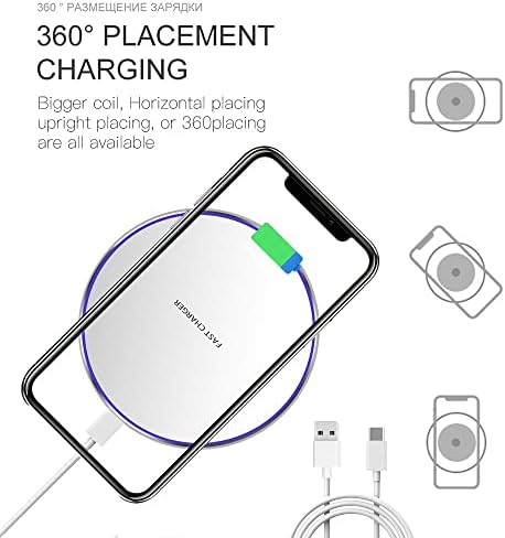 FDGAO Ultra-Compact 20 W Max Fast Wireless Charger – Effortless Qi Charging Pad for i Phone 16/15/14/13/12/SE/11/XS Max/XR, Samsung Galaxy S25/S24/Note, Air Pods, Pixel & LG G8 – Streamlined Charging Solution with Advanced Safety Features for Home or Office Use