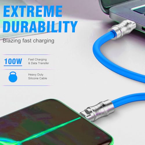 USB C to USB C Silicone Cable 2Pack 10FT, Ultra Flexible & Soft USB Type C 100W Fast Charging Cable, Geek Industrial PD Data Transfer Cable for Phones,Tablet,Laptops(Yellow) – Enhanced Compatibility and Speed