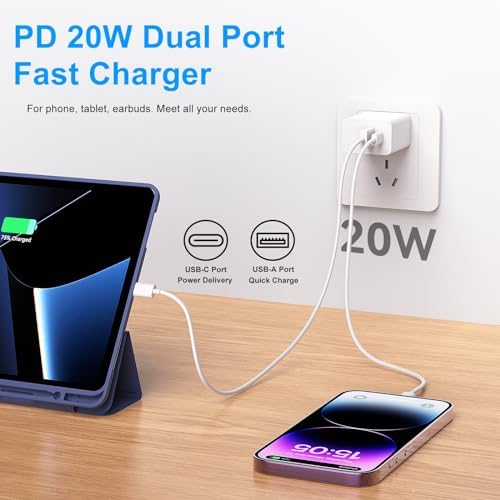 Dual-Port USB-C Fast Charger Block for i Phone 15 & Samsung – 20 W PD Power Adapter Set for Rapid Charging, Compact Design – 4-Pack for Family & Travel Efficiency