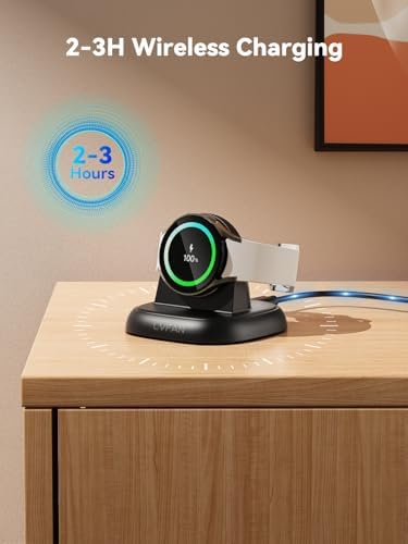 Sleek Magnetic Wireless Charger for Samsung Galaxy Watch 7, Ultra, 6, 5 & 4 – LVFAN Quick Charge Dock with Elegant Design for Home & Office – Robust Smartwatch Charging Solution for Enhanced Style and Efficiency