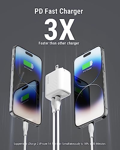 VOLTME 35 W Dual USB-C Wall Charger – Compact Fast Charging Power Adapter with PPS Technology for i Phone 14/13, Mac Book Air, i Pad Pro & Galaxy Devices – Portable & Foldable for Home, Office, and Travel Power Needs