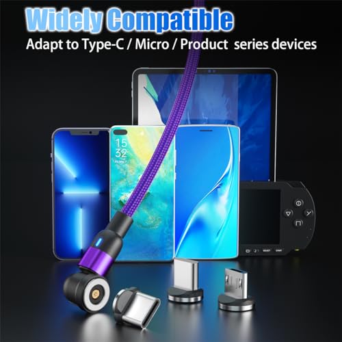 Revolutionary 3-in-1 Magnetic Charging Cable Set – Versatile Micro USB, Type-C, and Lightning Compatibility with 360° Rotating Connectors and LED Status Indicator – Durable, High-Quality Blue Cables Available in 3 FT and 6 FT Lengths for Ultimate Convenience On-the-Go