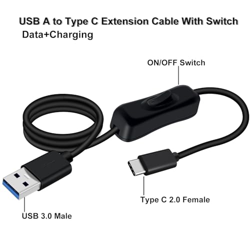 Premium USB C to USB Cable with On/Off Switch – High-Speed 5 Gbps Data Transfer & Power Supply for Laptops, PCs, Phones, and Cars (1.5 m / 4.9 FT) – Versatile Connectivity Solution for Enhanced Efficiency and Convenience