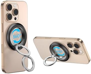 SYNCWIRE Glitter Black Magnetic Phone Ring Holder for Mag Safe – 360° Rotatable Grip Stand for i Phone 16, 15, 14, 13 Pro Max Plus – Durable Reinforced Hinge for Optimal Stability and Style – Elevate Your Mobile Experience with Chic Functionality