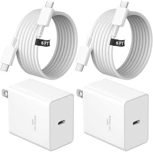 Power Up in Style: 45 W Type C Charger 2-Pack with 10 FT Cables – Fast Charging for i Phone 15/16, i Pad Pro, Galaxy S21-S25 – Sleek Pink Design for Enhanced Compatibility and Portability – Ideal Android Charger for Busy Lifestyles