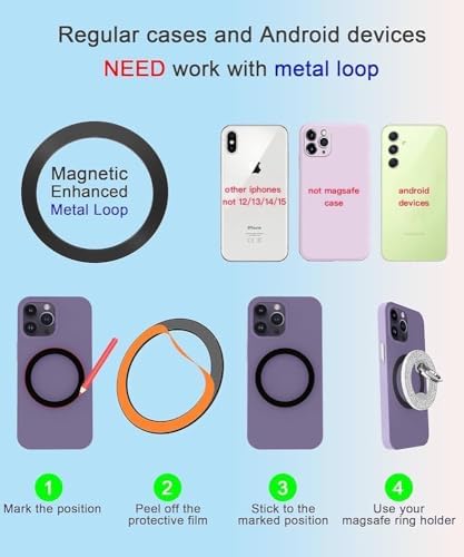 Glittering Magnetic Phone Ring Holder for Mag Safe – Ultra-Strong 2000 g Grip Compatible with i Phone 15, 14, 13, 12 Pro Max, Pro, Plus, Mini – Wireless Charging Friendly with 360° Rotation and 150° Adjustable Kickstand – Stylish Teal Design for Enhanced Functionality and Aesthetic Appeal