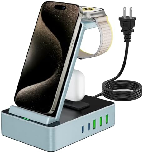 Power Up Your Workspace with the 100 W Aluminum Alloy 8-in-1 Wireless Charging Station – Fast USB-C Dock for i Phone, i Watch & Air Pods Pro – Sleek, Durable Design for Multi-Device Efficiency