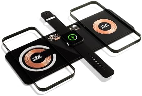 3-in-1 Magnetic Wireless Charging Station – 15 W Fast Charger for i Phone 15/14/13/12, Android, Apple Watch & Air Pods Pro – Sleek, Universal Compatibility & Non-Slip Design for Effortless Power-Up Experience