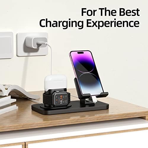 Revolutionize Your Charging Routine with the 180° Adjustable Phone Charger Stand Holder – 3-in-1 Docking Station for Apple Watch, Air Pods, i Pad, and Most Smartphones – Fast Charging & Elegant Gray Design for Enhanced Organization and Accessibility