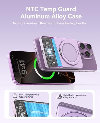 ORICO Kada5 Mag Safe 5000 m Ah Wireless Power Bank – Ultra-Slim Magnetic Charger with 360° Rotatable Stand & Type-C Cable – 20 W PD Fast Charging for i Phone 12-16 Series – Lightweight, All-Day Power Solution for On-the-Go Users