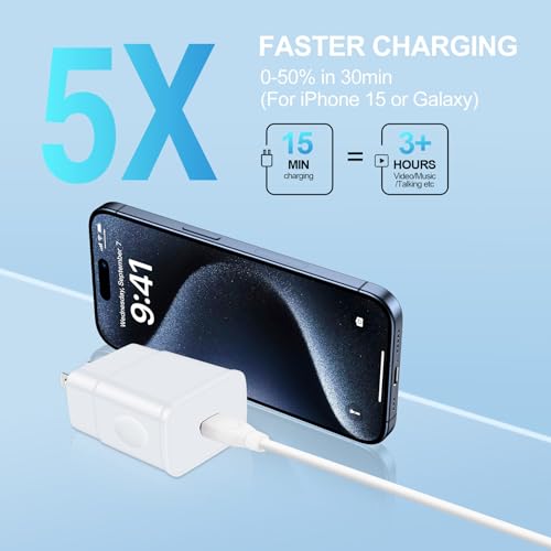 25 W High-Speed USB C Power Cable – 10 FT Fast Charging Charger for Samsung Galaxy S24/S23 & i Phone 16 Pro Max – Durable, Versatile Type C Car Cable for Enhanced Compatibility and Performance