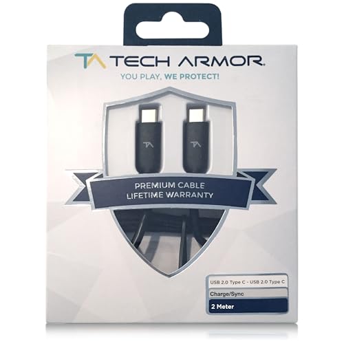 Premium Tech Armor 6 ft USB C to USB C Fast Charging Cable – 60 W Power Delivery for Apple i Phone 16 Series, i Pad Pro, Mac Book Pro, Samsung S25+ & S25 Ultra – Durable, High-Speed Data Transfer for Ultimate Compatibility and Convenience