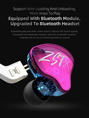 Kinboofi KZ ZSTX High-Fidelity In-Ear Monitor Headphones with Hybrid Driver Technology – Premium 1 BA 1 DD Wired Earbuds in Stunning Purple, Detachable Cable for Enhanced Versatility and Comfort, Ideal for Audiophiles and Gamers Seeking Superior Sound Quality