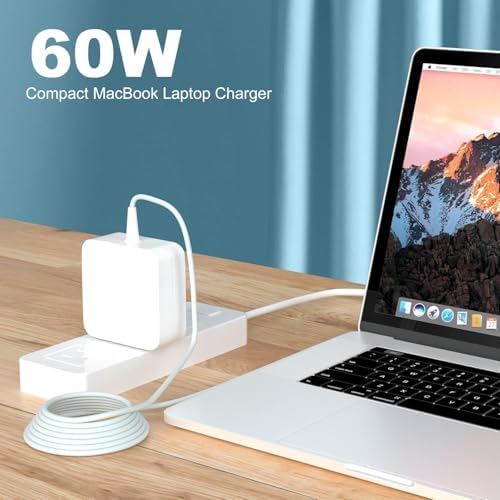 60 W Mac Book Pro Charger for A1278 A1344 Models – Compact & Portable Power Adapter with Foldable Plug, Enhanced Safety Features, and 12-Month Quality Guarantee for 13-Inch Laptops (Pre-Mid 2012)