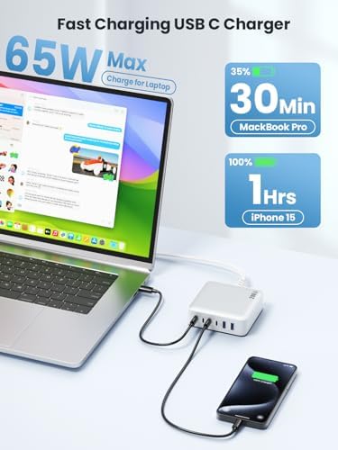 Powerful 200 W Ga N III USB C Multi-Device Charging Hub – 8-Port Rapid Charger for Mac Book Pro/Air, DELL, i Phone 16/15/14, Galaxy S23/22 – PD 65 W Laptop Adapter for Effortless Portability and Enhanced Connectivity Solutions