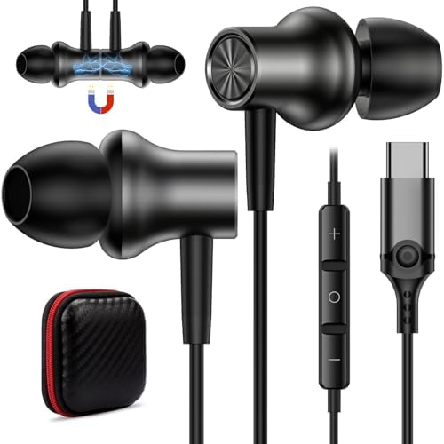 COOYA USB C Wired Earbuds – Premium Noise-Isolating In-Ear Headphones with Magnetic Comfort Design for Exceptional Sound Quality – Perfect Compatibility with i Phone 16 Pro Max, i Pad 10, Samsung S25 Ultra, and More – Ideal for Audiophiles Seeking Unmatched Audio Experience and Hands-Free Functionality