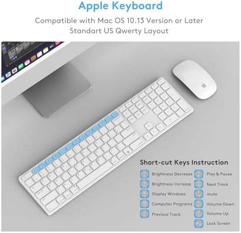 Upgrade Your Typing with a Wireless Bluetooth Keyboard & Numeric Keypad for Mac – Rechargeable, Sleek Design, Ultimate Compatibility with i Mac, Mac Book, i Pad for Enhanced Productivity and Efficiency