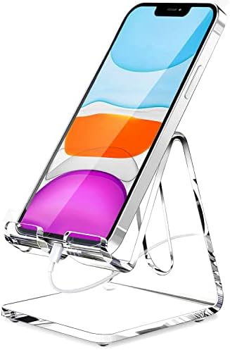 Crpich Acrylic Cell Phone Stand, Portable Phone Holder, Clear Phone Stand for Desk, Compatible with Phone16 15 14 13 12 Pro Max 11 Xr Plus SE, Switch, Android Smartphone, Pad, Desk Accessories, 2 Pack – Enhanced Compatibility and Speed