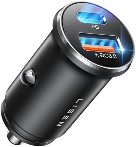 LISEN 54 W Dual Port Super Fast Car Charger for i Phone 16 & Samsung Galaxy S25 Ultra – 35-Minute Rapid Charge with Durable Alloy Design – Universal Compatibility for All Devices – Perfect for Road Trips and Daily Commutes