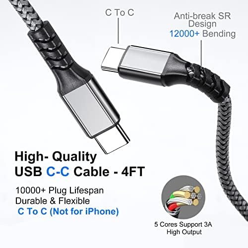 Ultra-Fast 45 W Type C Car Charger with Dual Port PD/PPS & QC Technology – Quick Charge Adapter for Samsung Galaxy S25/S24/S23, i Phone 16/15 Pro Max, and Pixel 9 – Includes 4 FT Type C Cable for Maximum Versatility and Safety on the Road