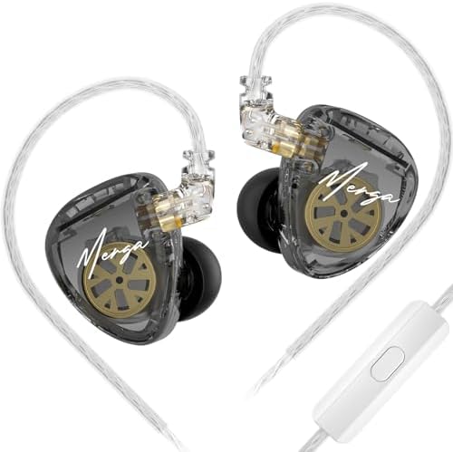 KZ Merga Hi-Fi In-Ear Monitor Earbuds – Premium Dual Dynamic Driver Headphones for Musicians, Exceptional Deep Bass & Crystal Clear Sound, Lightweight Comfort with Elegant Black Finish and Durable Silver-Plated Cable, Perfect for Studio Sessions and On-the-Go Listening