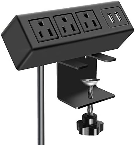 CCCEI 3-Outlet Desk Clamp Power Strip with USB Ports – Surge Protector with 1200 Joules for Enhanced Safety and Fast Charging – Compact Table Mount Power Station for Home Office and Workshop Use – ETL Certified, 1500 W Capacity