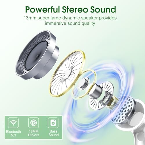 Premium Wireless Earbuds with Bluetooth 5.3 – Hi-Fi Stereo Sound, 40-Hour Playtime, IP7 Waterproof Sports Earphones with LED Battery Display – Perfect for Android & i OS Users – Ultimate Comfort & Durability for Active Lifestyles
