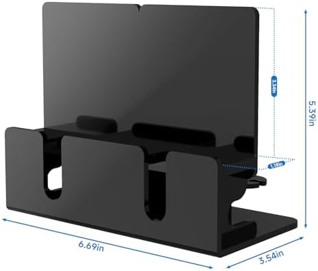 Dual Phone Holder Organizer Stand for 2 Phones, Acrylic Desktop Universal Mobile Phone Docking Station Charger Holder with Cable Management, Black – Enhanced Compatibility and Speed