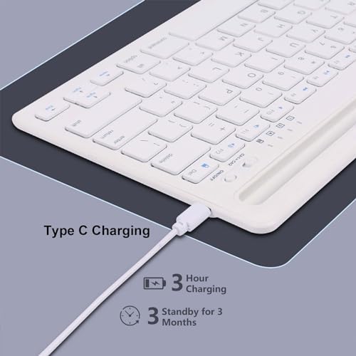 Elevate Your Typing Experience with the CHUYI Wireless Bluetooth Keyboard – Slim, Portable, and Multi-Device Compatible for i Pad, Tablet, and PC – Rechargeable with Quiet Keys and Integrated Stand Slot for Effortless Productivity