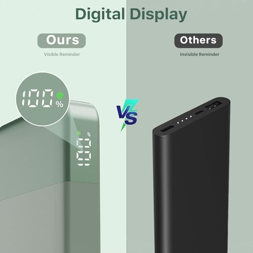 NOBIS 10000 m Ah Fast Charging Power Bank with Digital Display – Versatile USB-C Battery Pack for i Phone, i Pad, Android & More (25 W) – Compact, Reliable Charging Solution for On-the-Go Power Needs