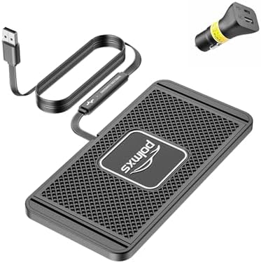 POLMXS 15 W Fast Wireless Car Charger Pad – Ultimate Cordless Charging Solution for i Phone 11-15 & Samsung Galaxy S21-S24 – Compact, Sleek Design with Advanced Safety Features for Hassle-Free Power on the Go