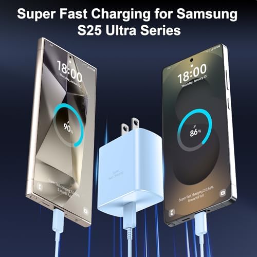 Super Fast 45 W Samsung USB-C Charger with 10 FT Pink Cable – Ultimate Charging Solution for Galaxy S25/S24/S23 Ultra, Stylish & Efficient Power Adapter for Quick Device Boosts and Enhanced Compatibility