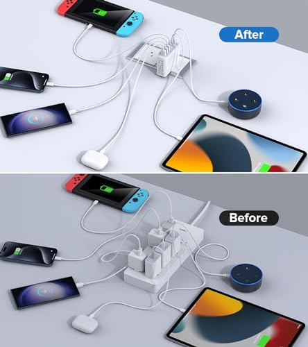 Ultra-Fast 100 W Ga N USB-C Charging Station with 6 Ports – Compact Wall Adapter for i Phone 16/15/14/13 Pro Max, i Pad, Samsung, Pixel, LG – High-Speed Multi-Device Charger with Smart Safety Features – Travel-Friendly Power Hub for Effortless Charging