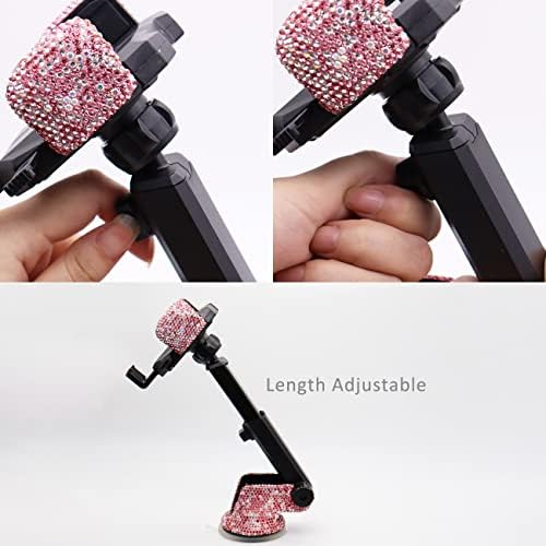 LYCARESUN Crystal Rhinestone Car Phone Mount Holder – Elegant Dashboard & Windshield Stand for Women, Universal Compatibility for Most Smartphones, Stunning Bling Car Accessory, Adjustable Viewing Angles for Hands-Free Navigation, Durable & Easy to Clean