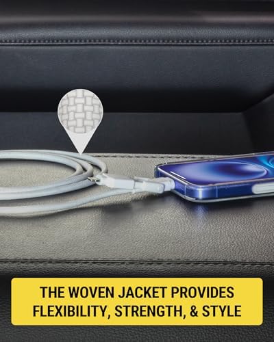 Scosche CCi4 B4 PWT 4 FT 2-in-1 Braided USB-C to Lightning & USB-C Charge Cable – Universal Fast Charging Cord for i Phone, i Pad, Galaxy & More – Durable Multi-Device Sync Solution for Home and On-the-Go Convenience